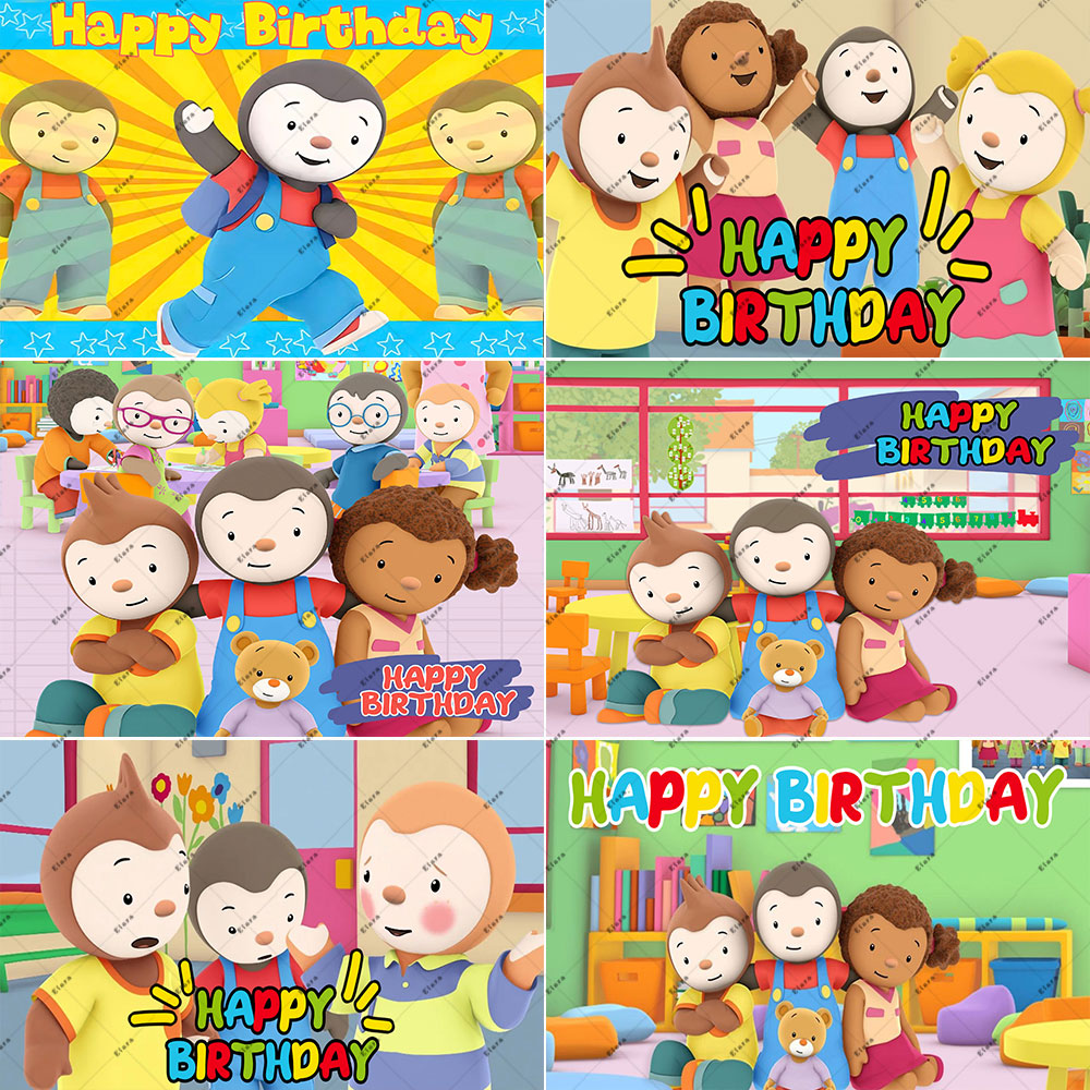 Toys Background For Kids - การ์ตูน Tchoupi Penguin เด็กวันเกิดตกแต่งของเล่น Tchoupi เด็กภาพพื้นหลังการถ่ายภาพโปสเตอร์