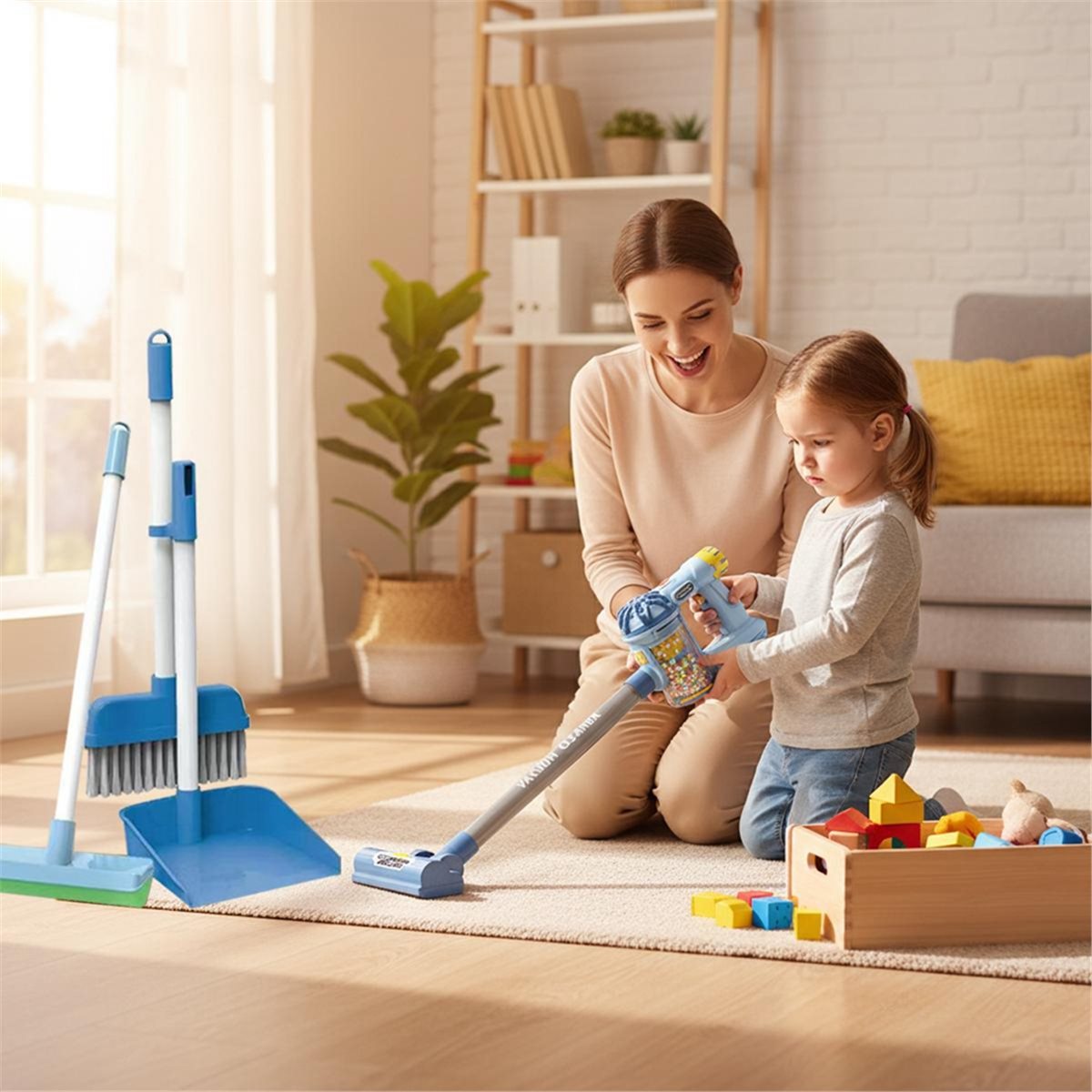 Kids Toys List - 【รายการสิ่งที่ต้องมี】ของเล่นเครื่องดูดฝุ่นสำหรับเด็ก ชุดทำความสะอาดบ้านจำลองแบบสมจริง ใช้ไฟฟ้า สำหรับเด็กวัยหัดเดิน ของขวัญเพื่อการศึกษา
