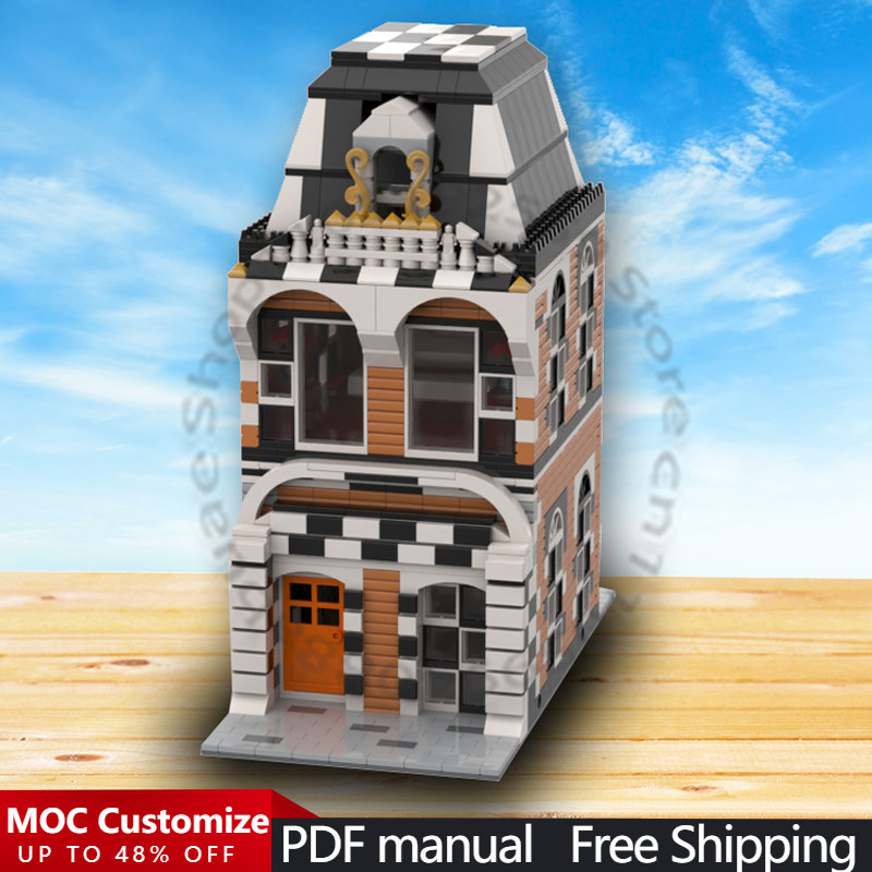 Kids Toys House - ตัวต่อโมดูลาร์ 1802 ชิ้น บ้านหมากรุก ขาวดำ MOC