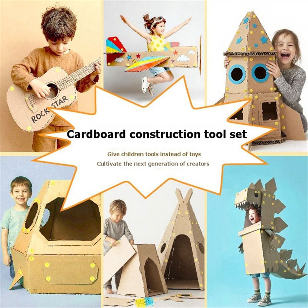 Kids Toys List - 【รายการสิ่งที่ต้องมี】ชุดเครื่องมืองานกระดาษแข็ง 168 ชิ้น ของเล่นเพื่อการศึกษาสำหรับเด็ก เครื่องมือกระดาษแข็งที่ปลอดภัยและนำกลับมาใช้ใหม่ได้